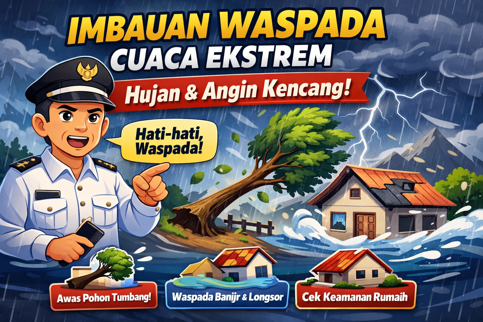 Warga Diimbau Waspada Cuaca Ekstrim, Kepala Desa Ingatkan Potensi Hujan Disertai Angin Kencang