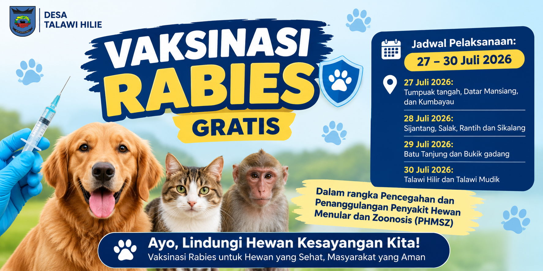 Pemerintah Desa Talawi Hilie Imbau Masyarakat Ikuti Vaksinasi Rabies Gratis
